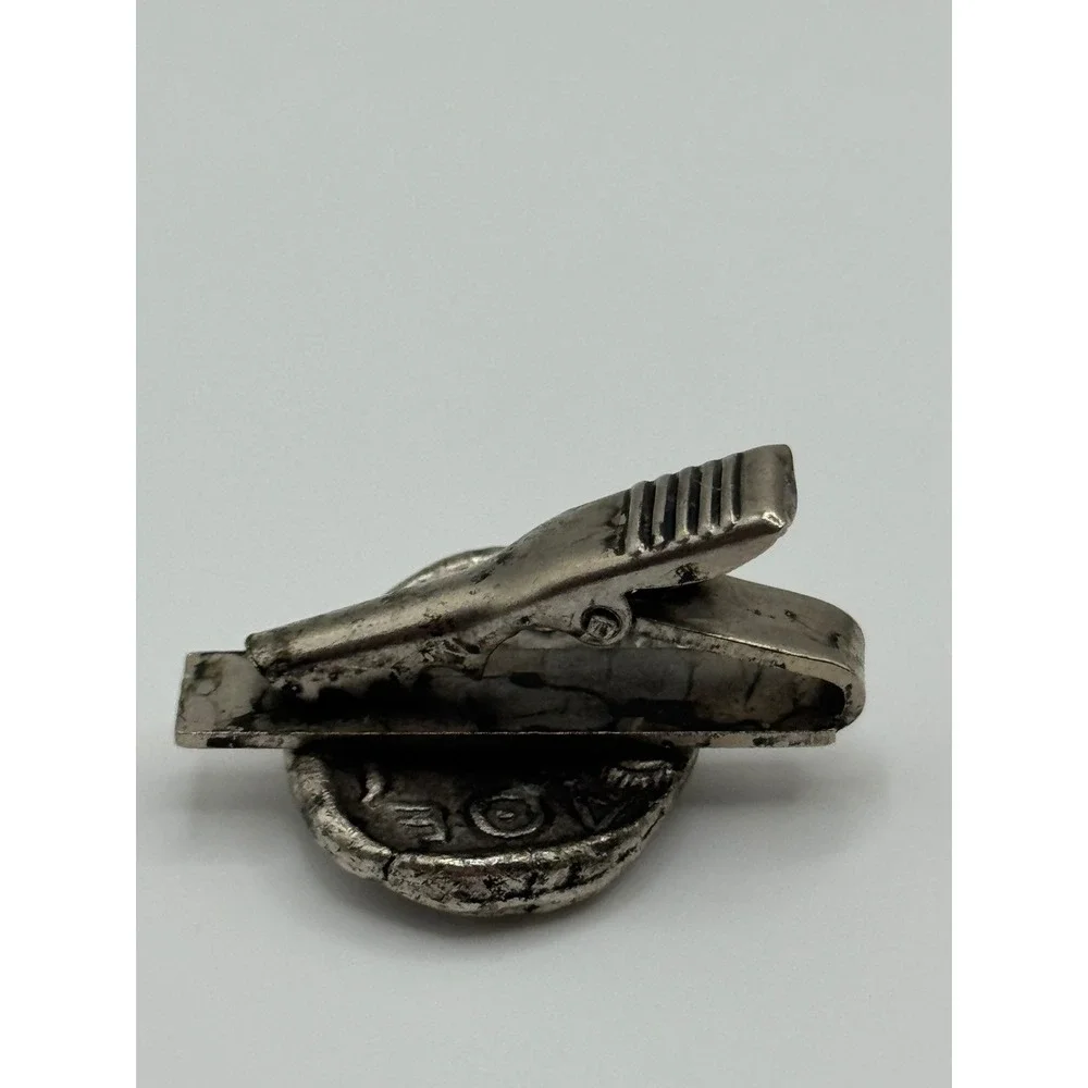 Vintage Tie Clip Greek Faux Tetradrachm Coin Silver Tone